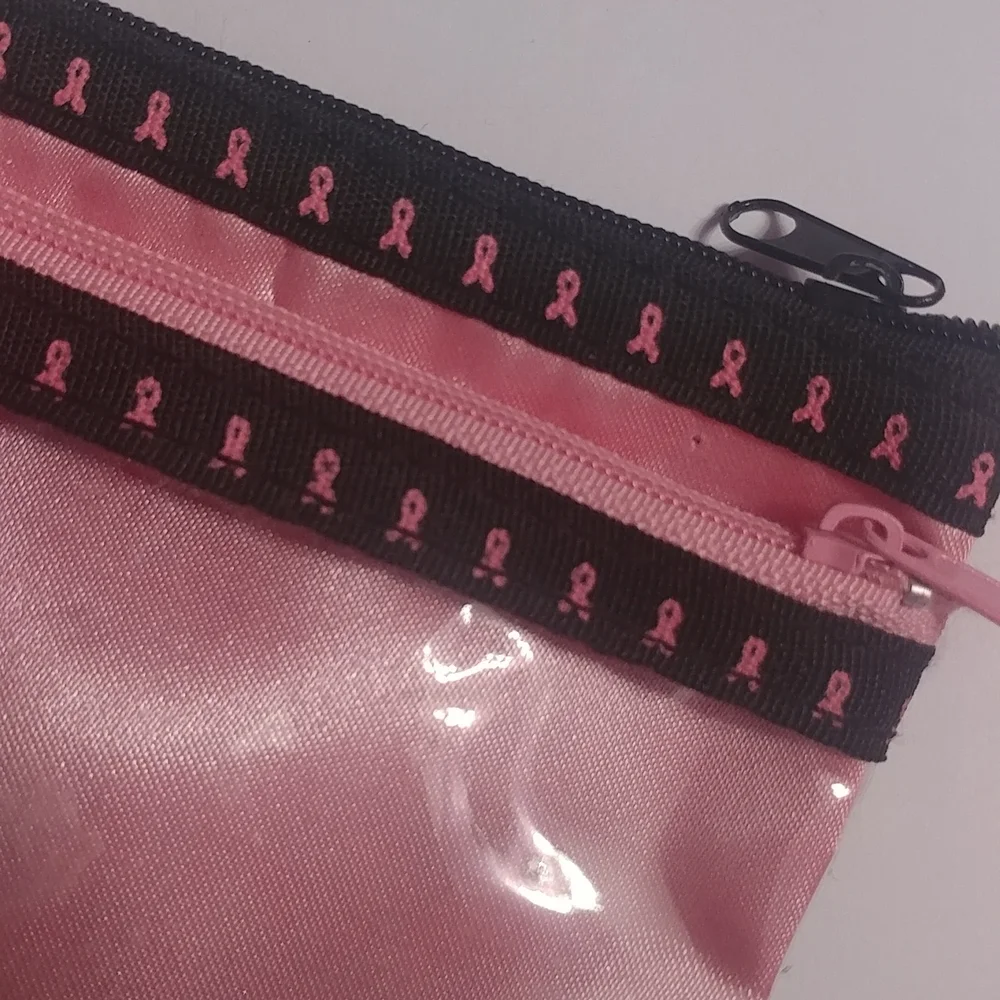 4/$15 🌻 Pink Ribbon Breast Cancer Makeup / Jewellery Zipper Pouch